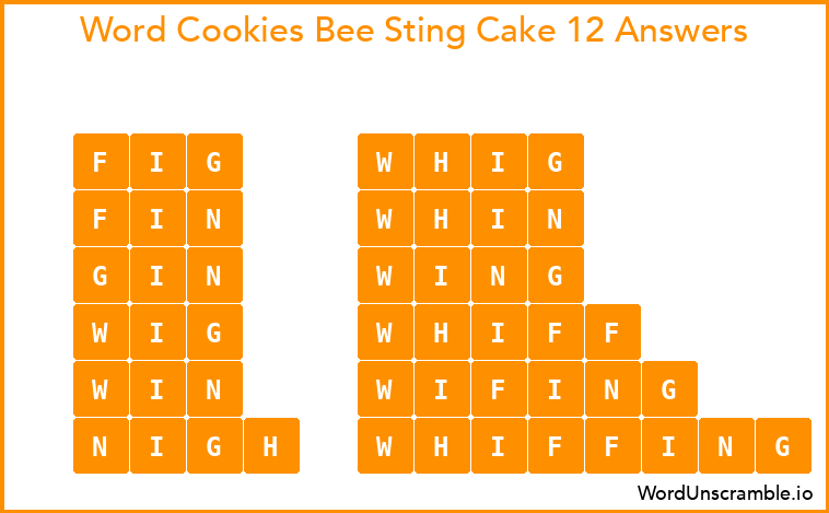 Word Cookies Bee Sting Cake 12 Answers