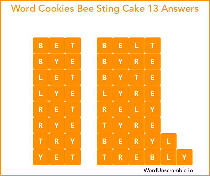 Word Cookies Bee Sting Cake 13 Answers