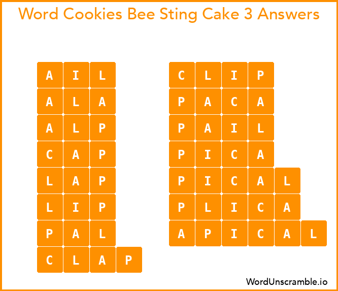 Word Cookies Bee Sting Cake 3 Answers