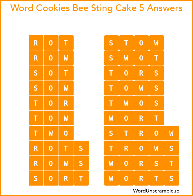 Word Cookies Bee Sting Cake 5 Answers