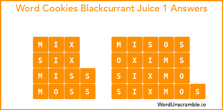 Word Cookies Blackcurrant Juice 1 Answers