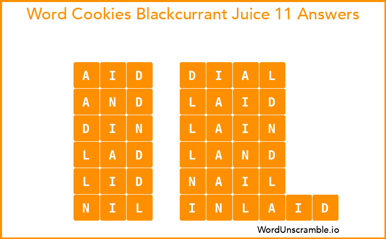 Word Cookies Blackcurrant Juice 11 Answers