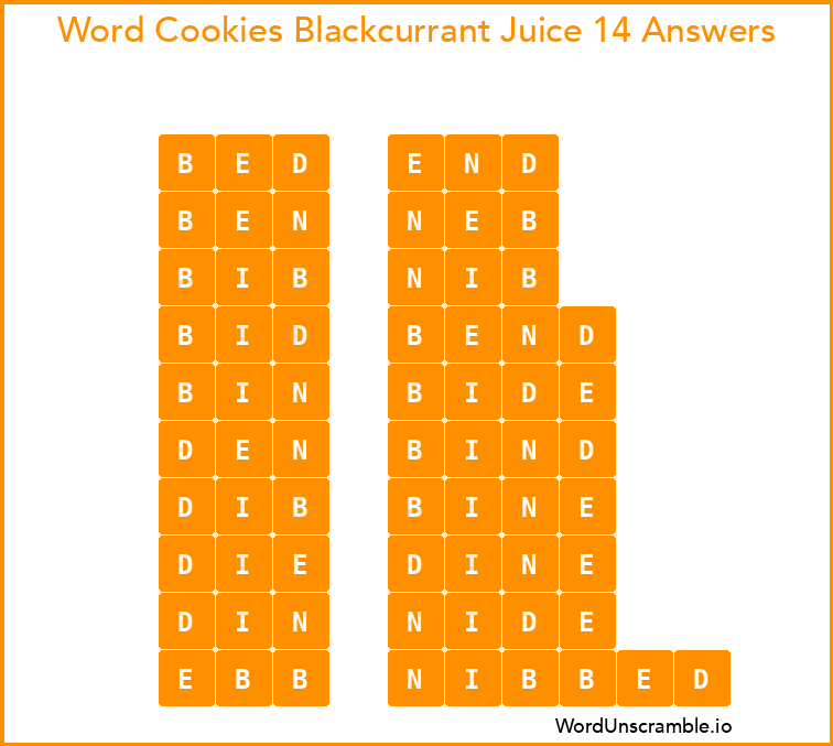 Word Cookies Blackcurrant Juice 14 Answers