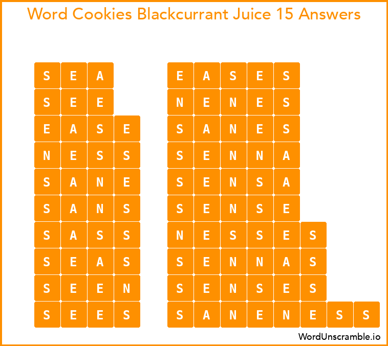 Word Cookies Blackcurrant Juice 15 Answers