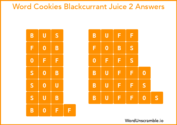 Word Cookies Blackcurrant Juice 2 Answers