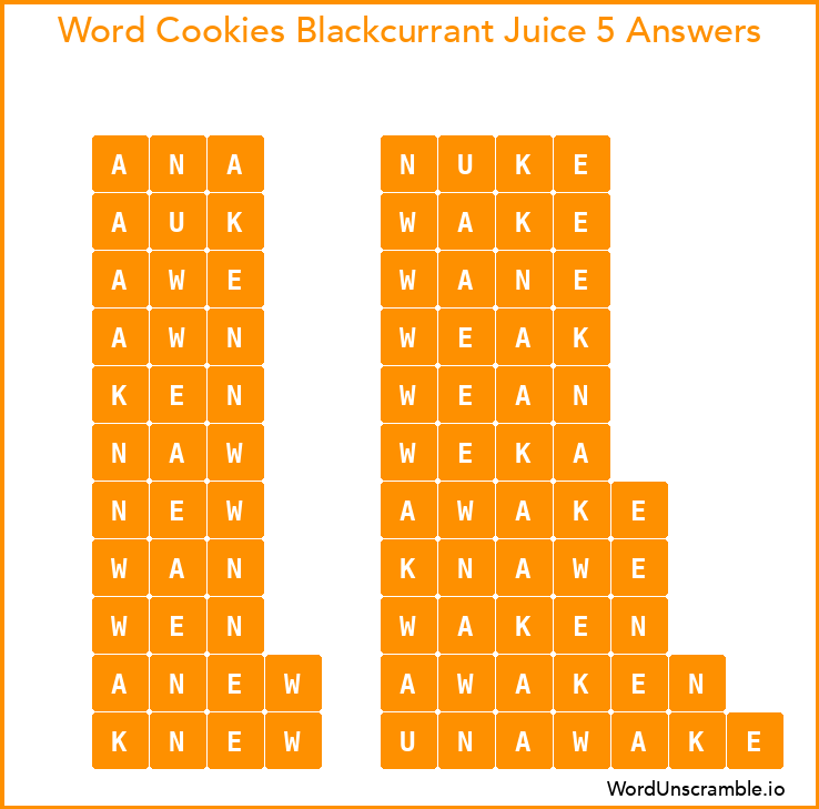 Word Cookies Blackcurrant Juice 5 Answers