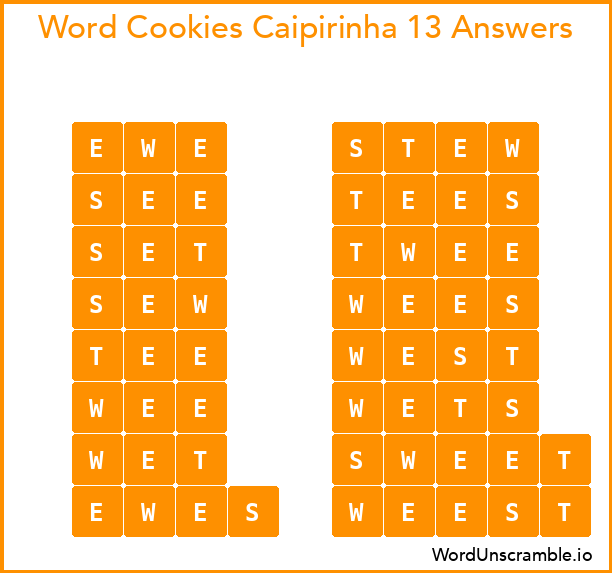 Word Cookies Caipirinha 13 Answers