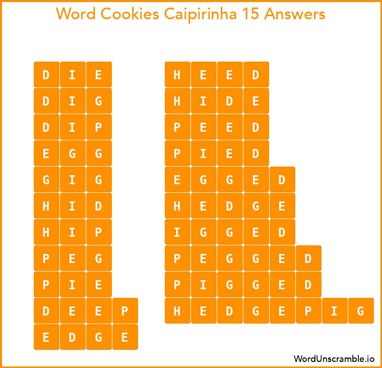 Word Cookies Caipirinha 15 Answers