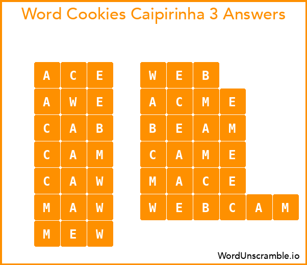 Word Cookies Caipirinha 3 Answers