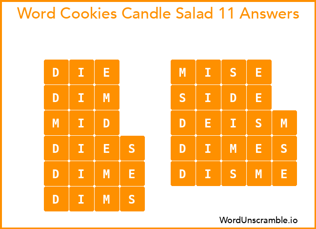 Word Cookies Candle Salad 11 Answers