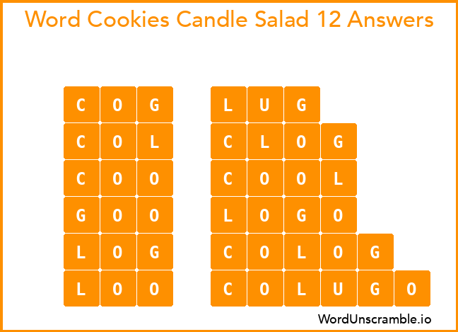Word Cookies Candle Salad 12 Answers