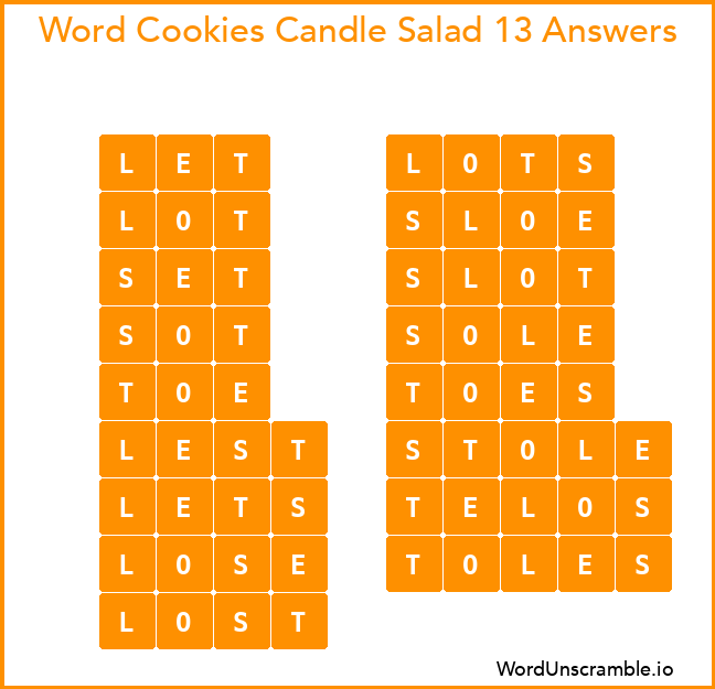 Word Cookies Candle Salad 13 Answers