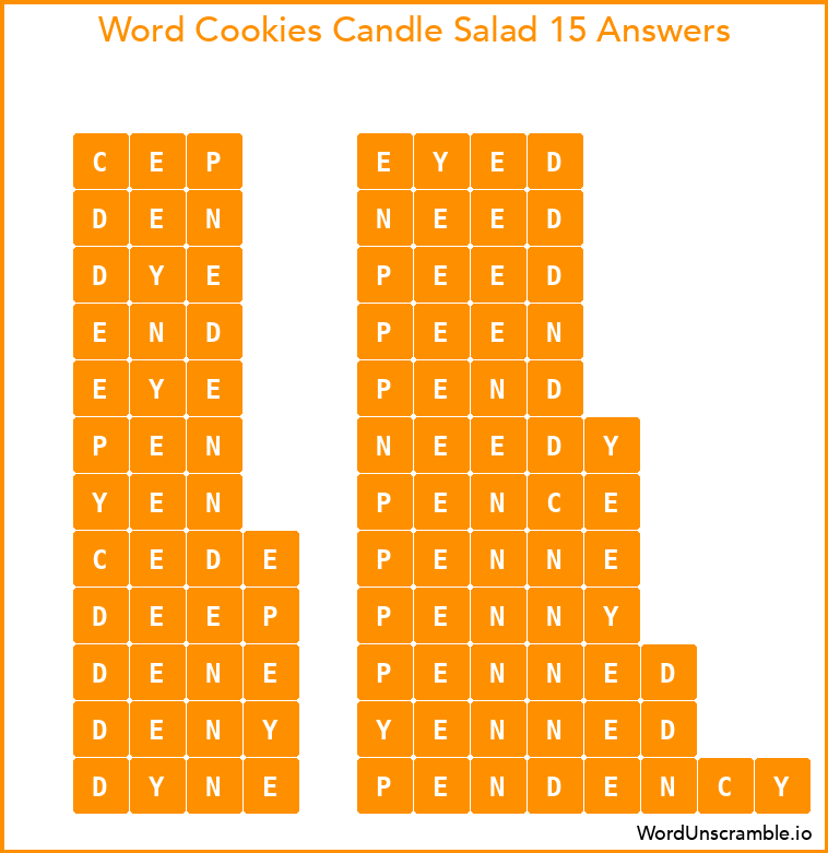 Word Cookies Candle Salad 15 Answers