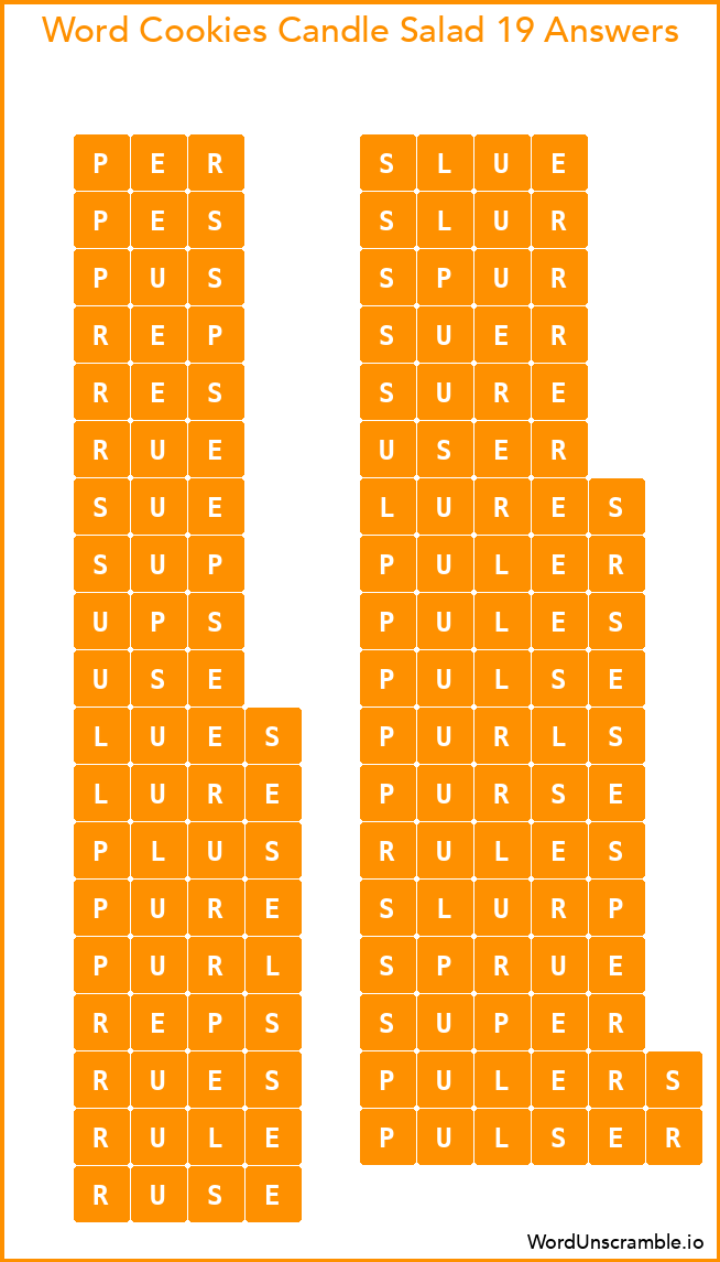 Word Cookies Candle Salad 19 Answers
