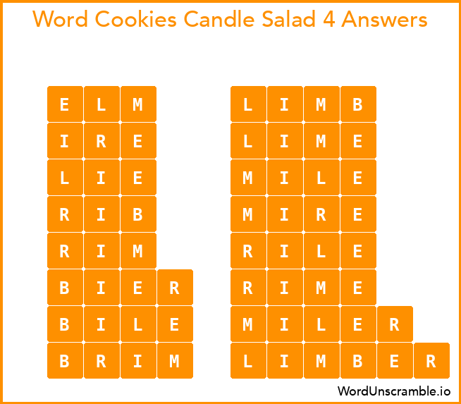 Word Cookies Candle Salad 4 Answers