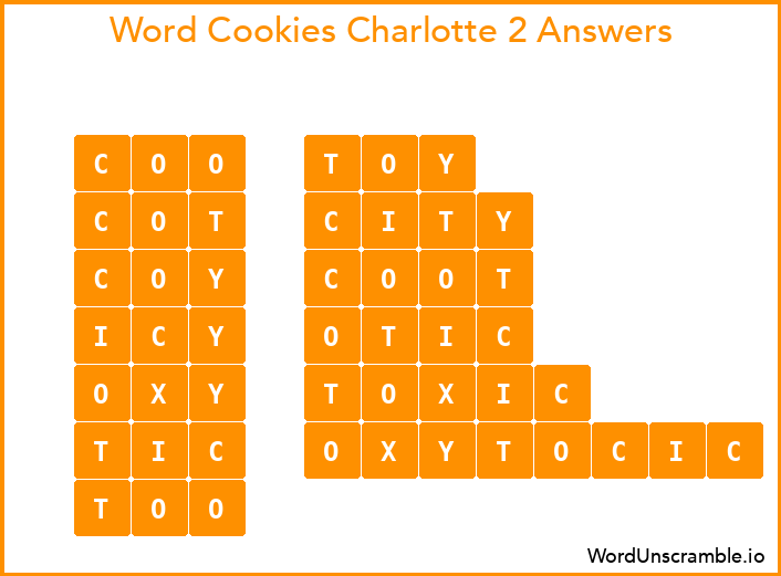 Word Cookies Charlotte 2 Answers