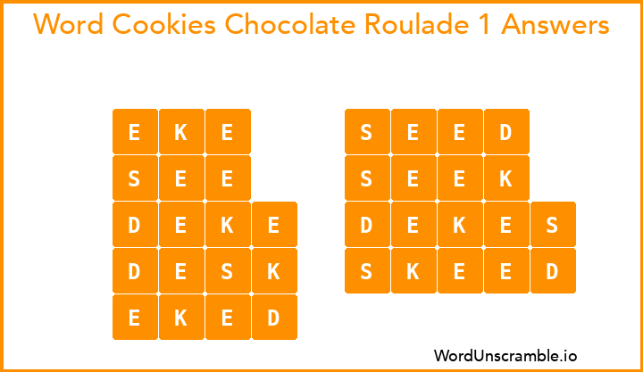 Word Cookies Chocolate Roulade 1 Answers