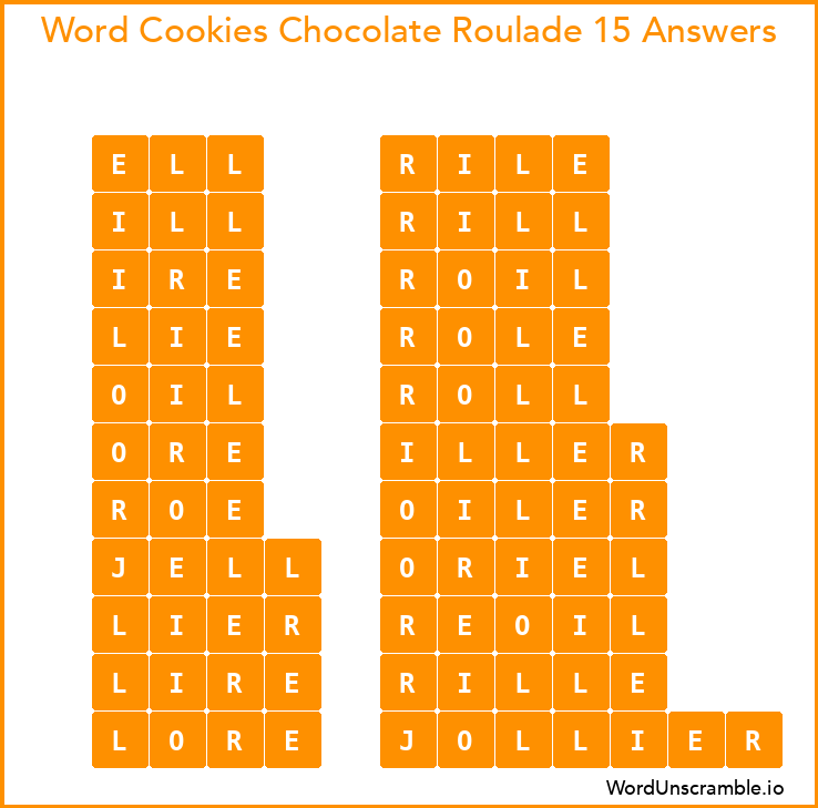Word Cookies Chocolate Roulade 15 Answers