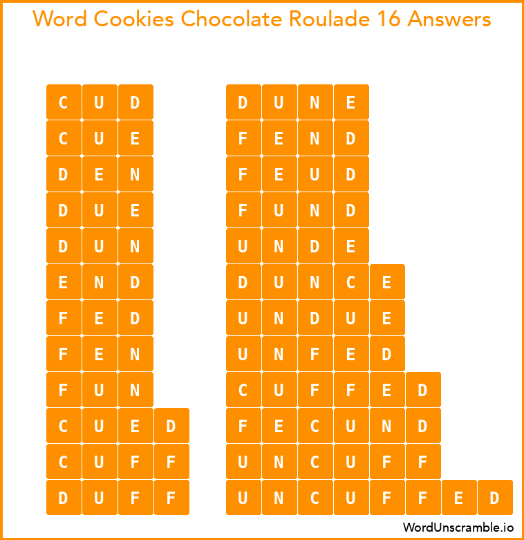 Word Cookies Chocolate Roulade 16 Answers