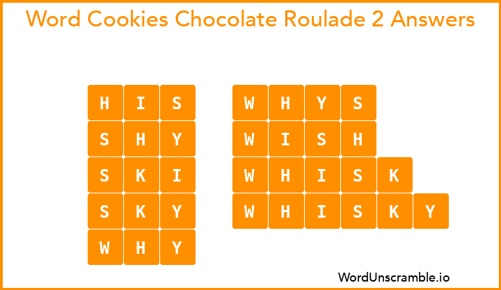 Word Cookies Chocolate Roulade 2 Answers