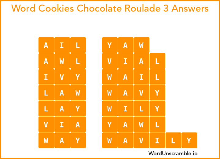 Word Cookies Chocolate Roulade 3 Answers