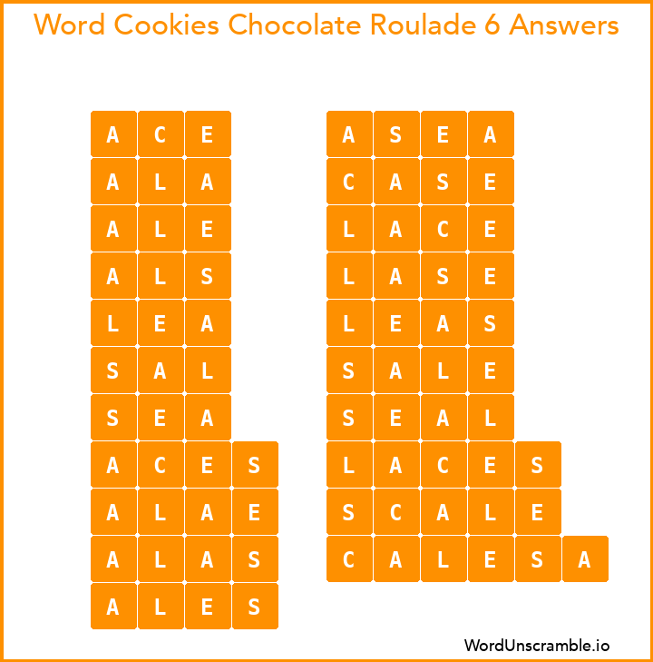Word Cookies Chocolate Roulade 6 Answers