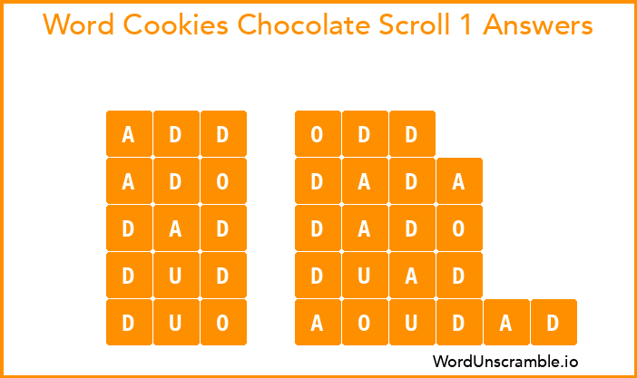 Word Cookies Chocolate Scroll 1 Answers