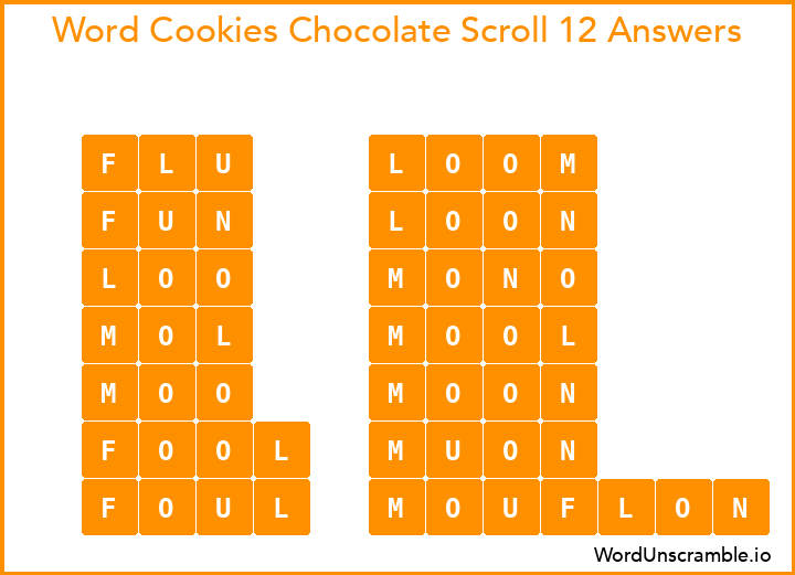 Word Cookies Chocolate Scroll 12 Answers