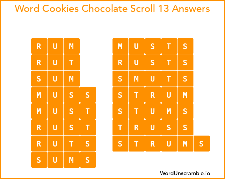 Word Cookies Chocolate Scroll 13 Answers