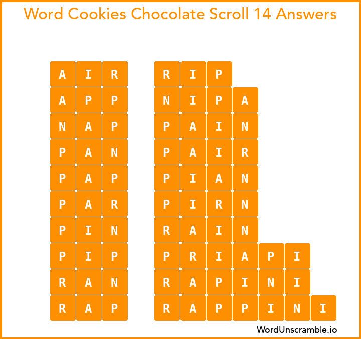 Word Cookies Chocolate Scroll 14 Answers