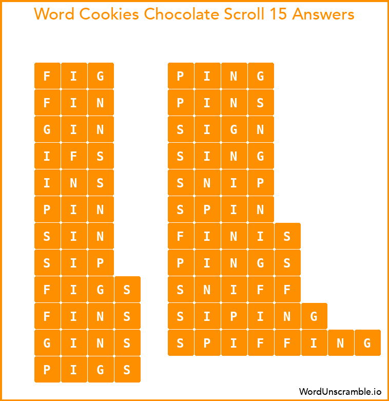 Word Cookies Chocolate Scroll 15 Answers