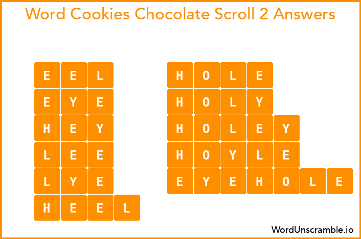Word Cookies Chocolate Scroll 2 Answers