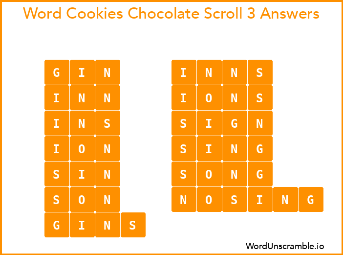 Word Cookies Chocolate Scroll 3 Answers