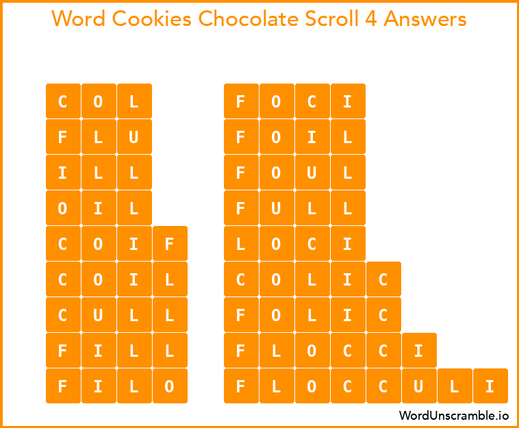 Word Cookies Chocolate Scroll 4 Answers