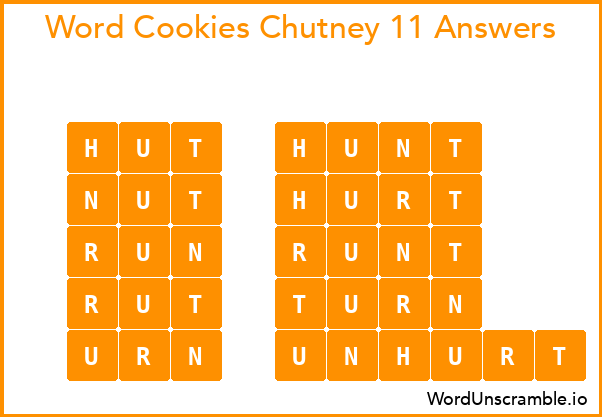 Word Cookies Chutney 11 Answers