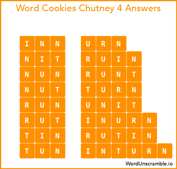 Word Cookies Chutney 4 Answers
