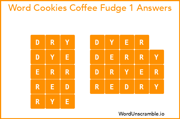 Word Cookies Coffee Fudge 1 Answers