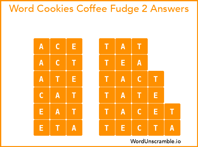 Word Cookies Coffee Fudge 2 Answers
