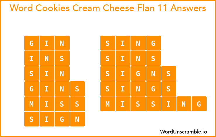 Word Cookies Cream Cheese Flan 11 Answers