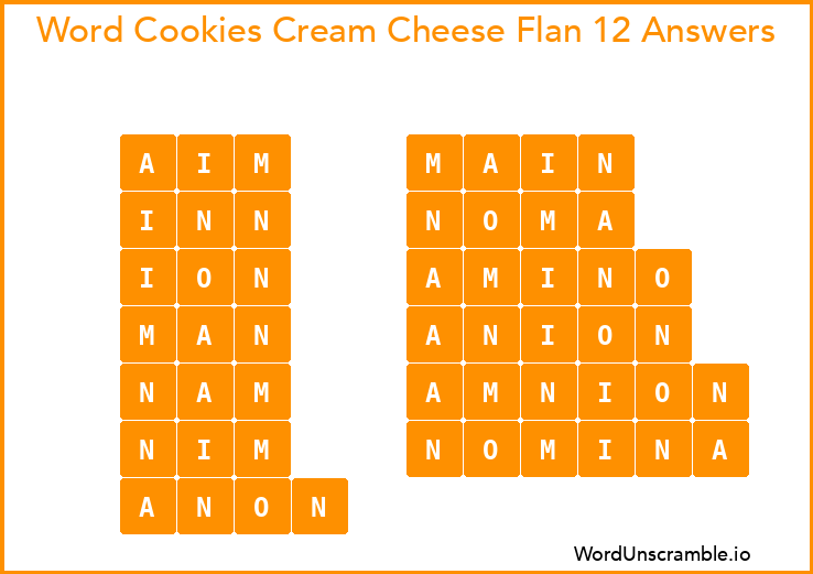 Word Cookies Cream Cheese Flan 12 Answers