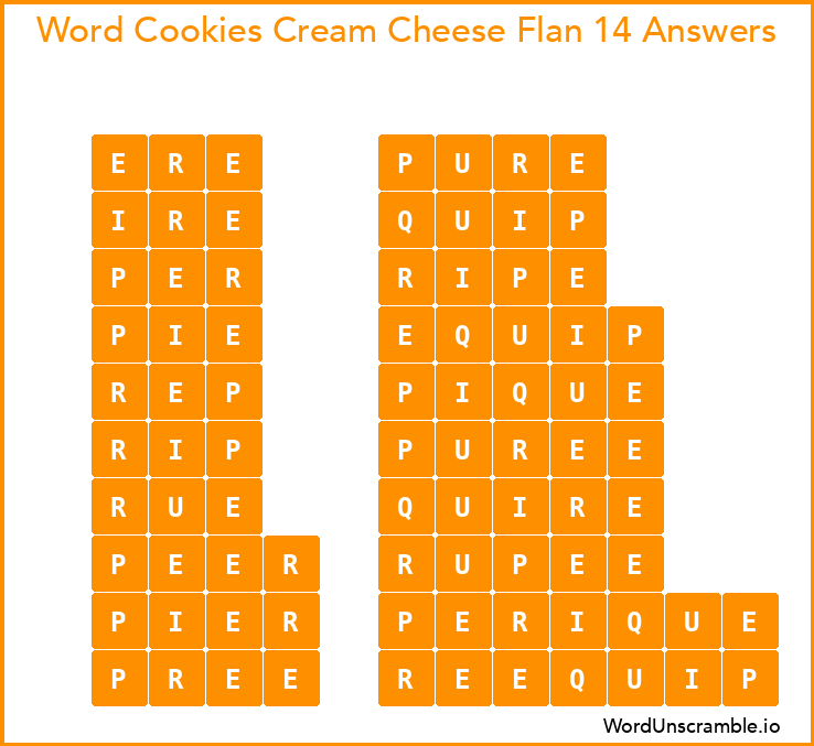 Word Cookies Cream Cheese Flan 14 Answers