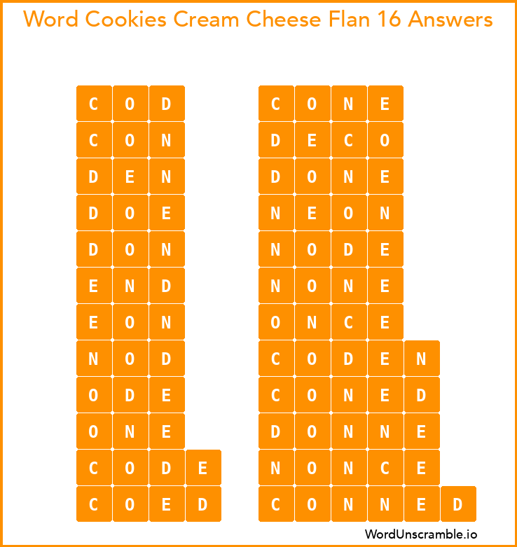 Word Cookies Cream Cheese Flan 16 Answers
