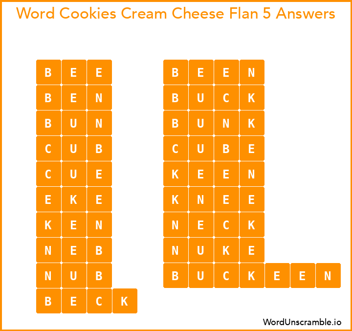 Word Cookies Cream Cheese Flan 5 Answers