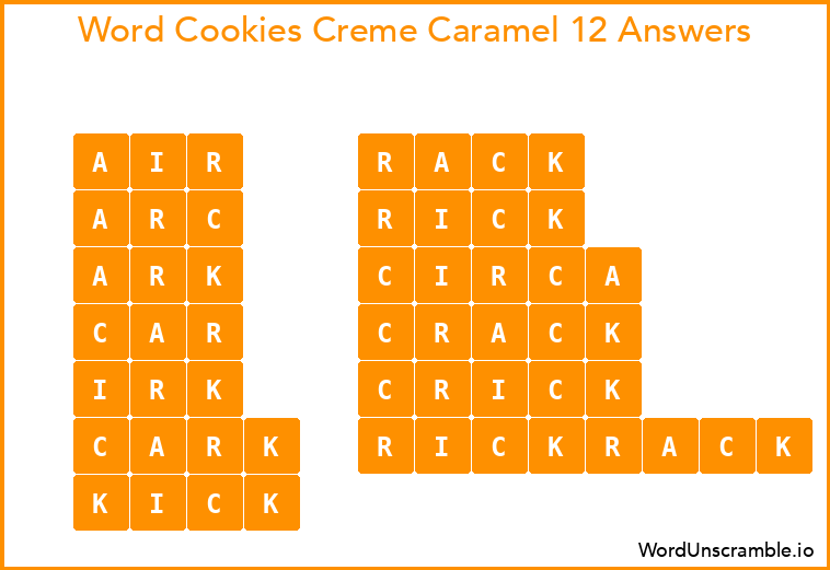 Word Cookies Creme Caramel 12 Answers