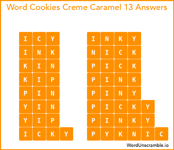 Word Cookies Creme Caramel 13 Answers