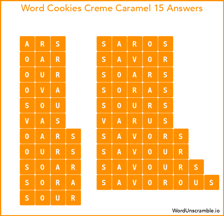 Word Cookies Creme Caramel 15 Answers