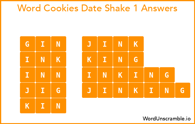 Word Cookies Date Shake 1 Answers