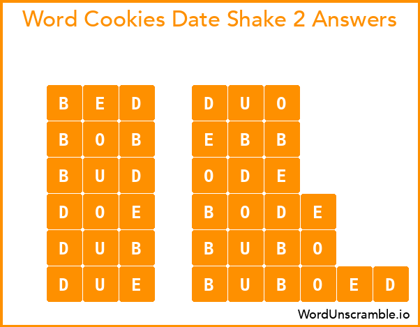 Word Cookies Date Shake 2 Answers