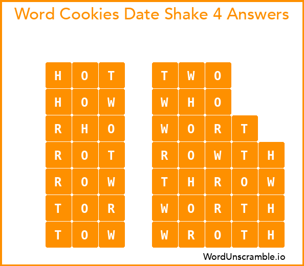 Word Cookies Date Shake 4 Answers