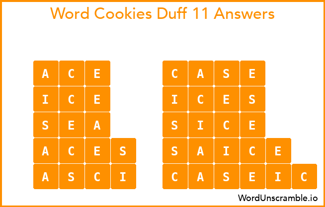 Word Cookies Duff 11 Answers